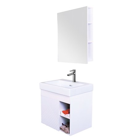 Innoci-Usa Anacapa 22 in. W Wall Mounted Vanity Set with Integrated Basin and Medicine Cabinet in Matte White 91221282